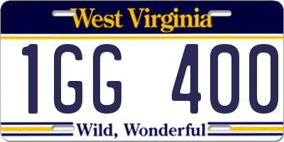 WV license plate 1GG400