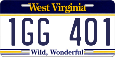 WV license plate 1GG401