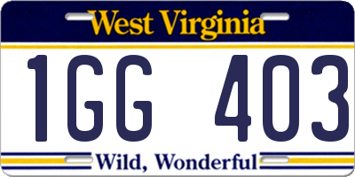 WV license plate 1GG403