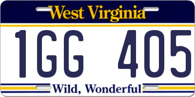 WV license plate 1GG405