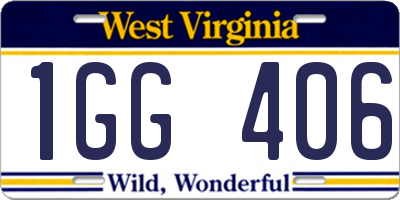 WV license plate 1GG406