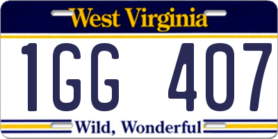 WV license plate 1GG407