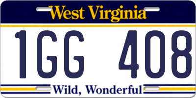 WV license plate 1GG408