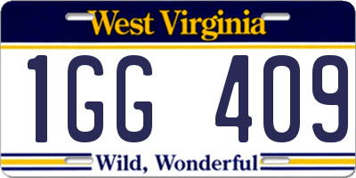 WV license plate 1GG409
