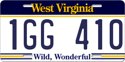 WV license plate 1GG410