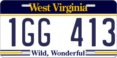 WV license plate 1GG413