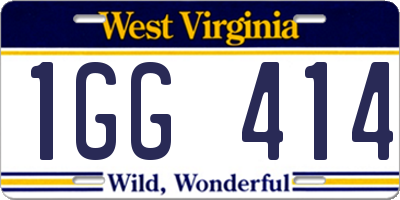 WV license plate 1GG414