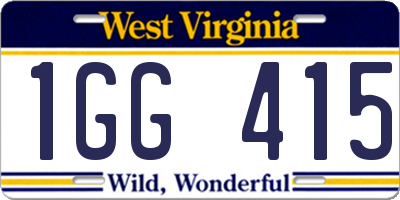 WV license plate 1GG415