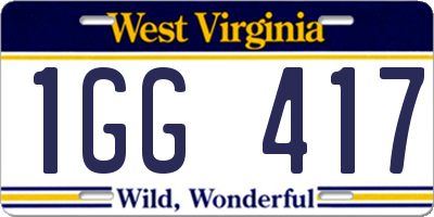 WV license plate 1GG417