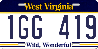 WV license plate 1GG419