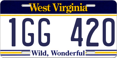 WV license plate 1GG420