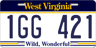WV license plate 1GG421