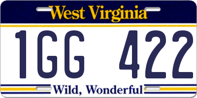 WV license plate 1GG422