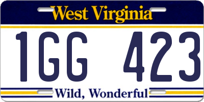 WV license plate 1GG423