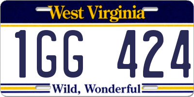 WV license plate 1GG424