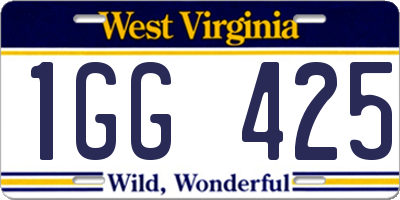WV license plate 1GG425