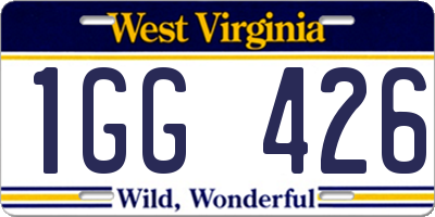 WV license plate 1GG426