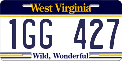 WV license plate 1GG427