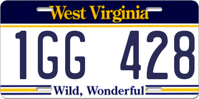 WV license plate 1GG428