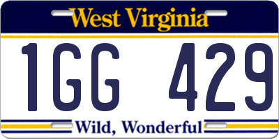 WV license plate 1GG429