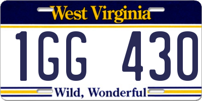 WV license plate 1GG430