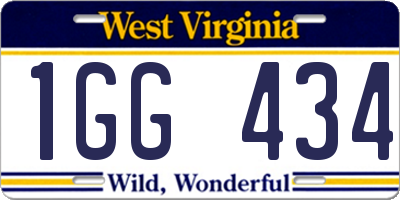 WV license plate 1GG434