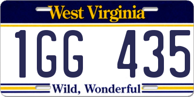 WV license plate 1GG435