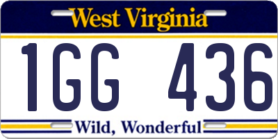 WV license plate 1GG436