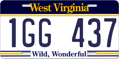 WV license plate 1GG437
