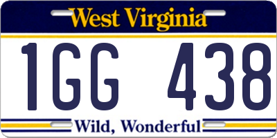 WV license plate 1GG438