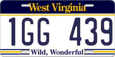 WV license plate 1GG439
