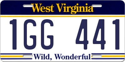 WV license plate 1GG441