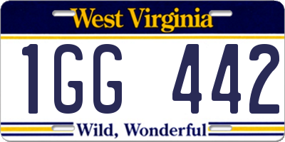 WV license plate 1GG442