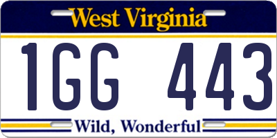 WV license plate 1GG443