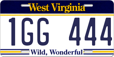 WV license plate 1GG444