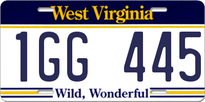 WV license plate 1GG445