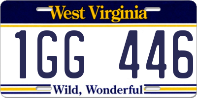 WV license plate 1GG446