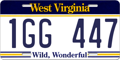 WV license plate 1GG447