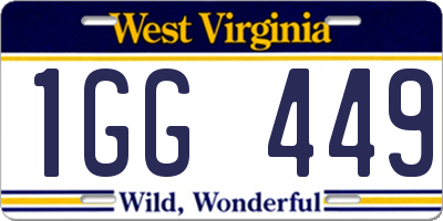WV license plate 1GG449