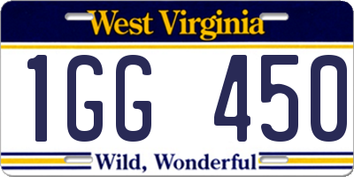 WV license plate 1GG450