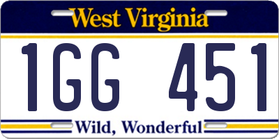 WV license plate 1GG451