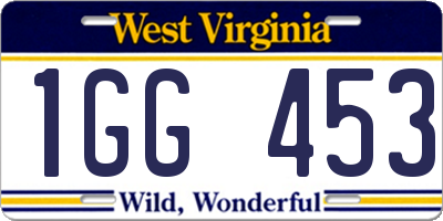 WV license plate 1GG453