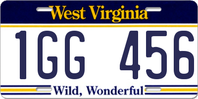 WV license plate 1GG456