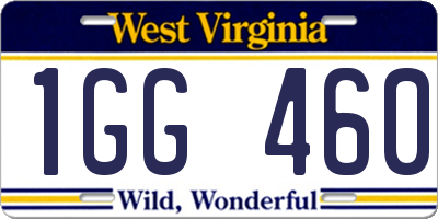 WV license plate 1GG460