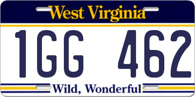 WV license plate 1GG462