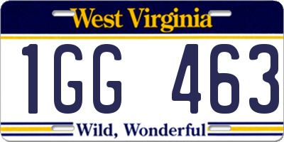 WV license plate 1GG463