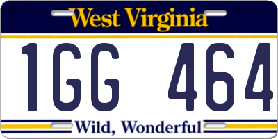 WV license plate 1GG464