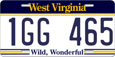 WV license plate 1GG465