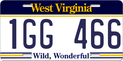 WV license plate 1GG466