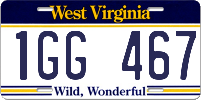 WV license plate 1GG467